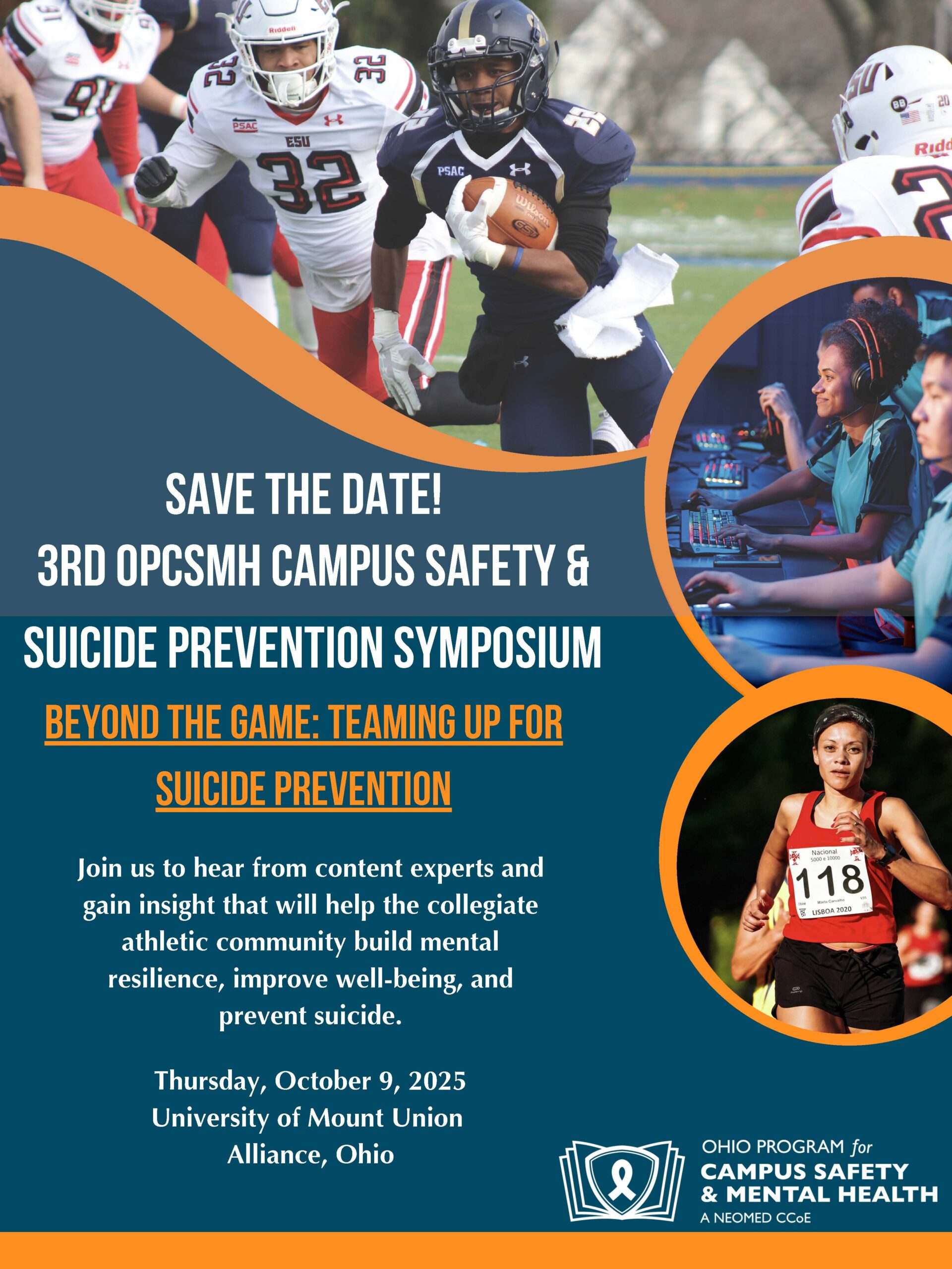 Flyer with symposium details and photos of student athletes