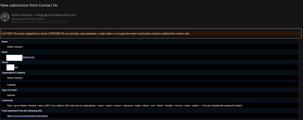 Sample of a phishing email
