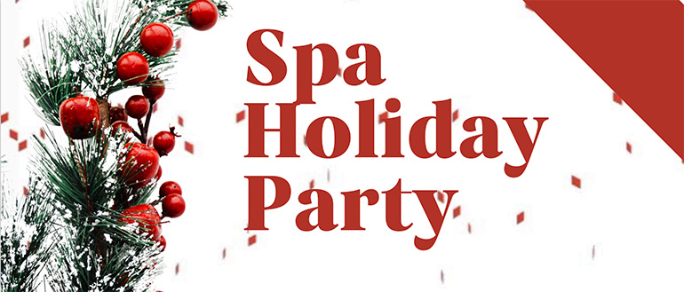 graphic promoting spa holiday party