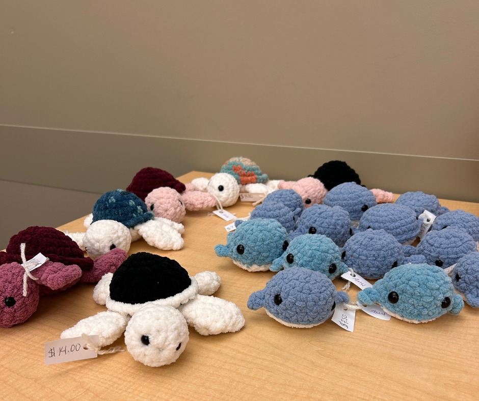 A selection of handcrafted stuffed animals