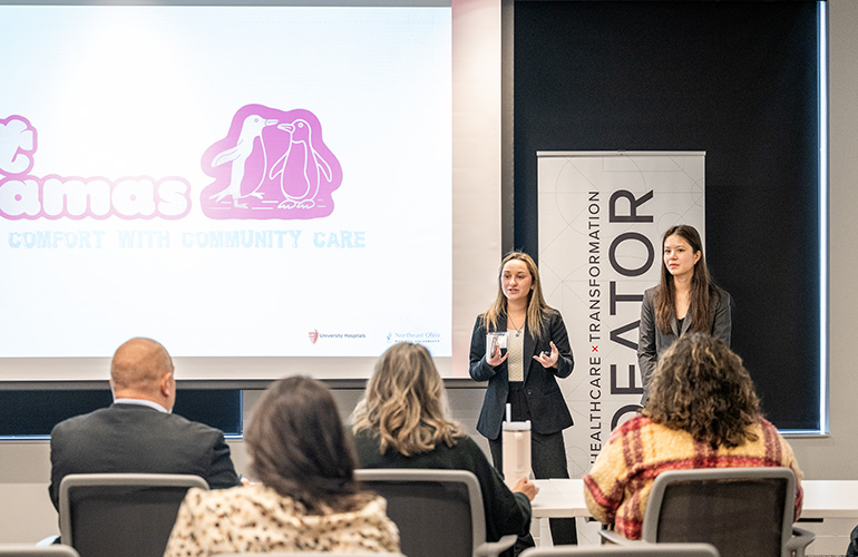 Two women presenting at the Ideator