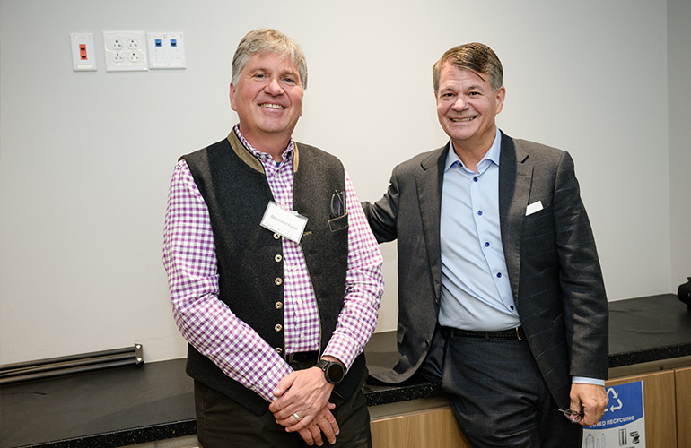 Candid snapshot of Dr. Bernhard Fassl and Dr. John Langell 