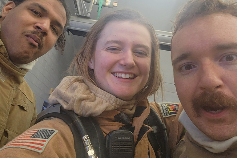 three paramedics take a selfie